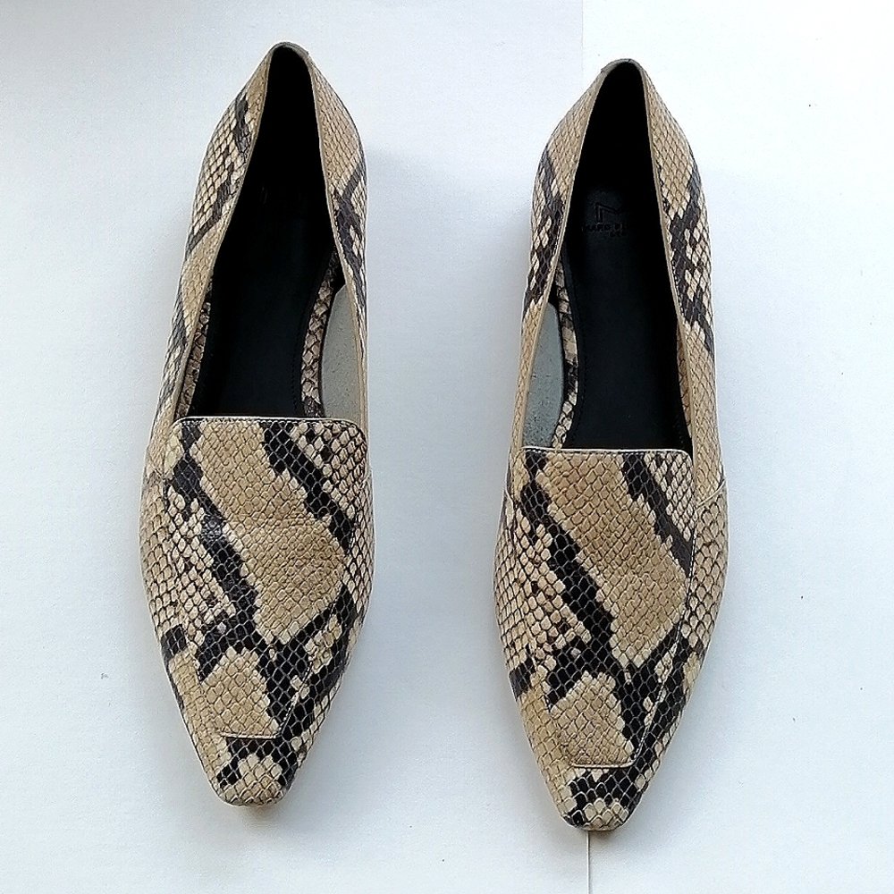 Marc Fisher Enaba Square Toe Snake Pattern Leather Loafers Women Flats Size 9